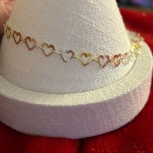 Tri-color 10 inch heart anklet or bracelet‎
